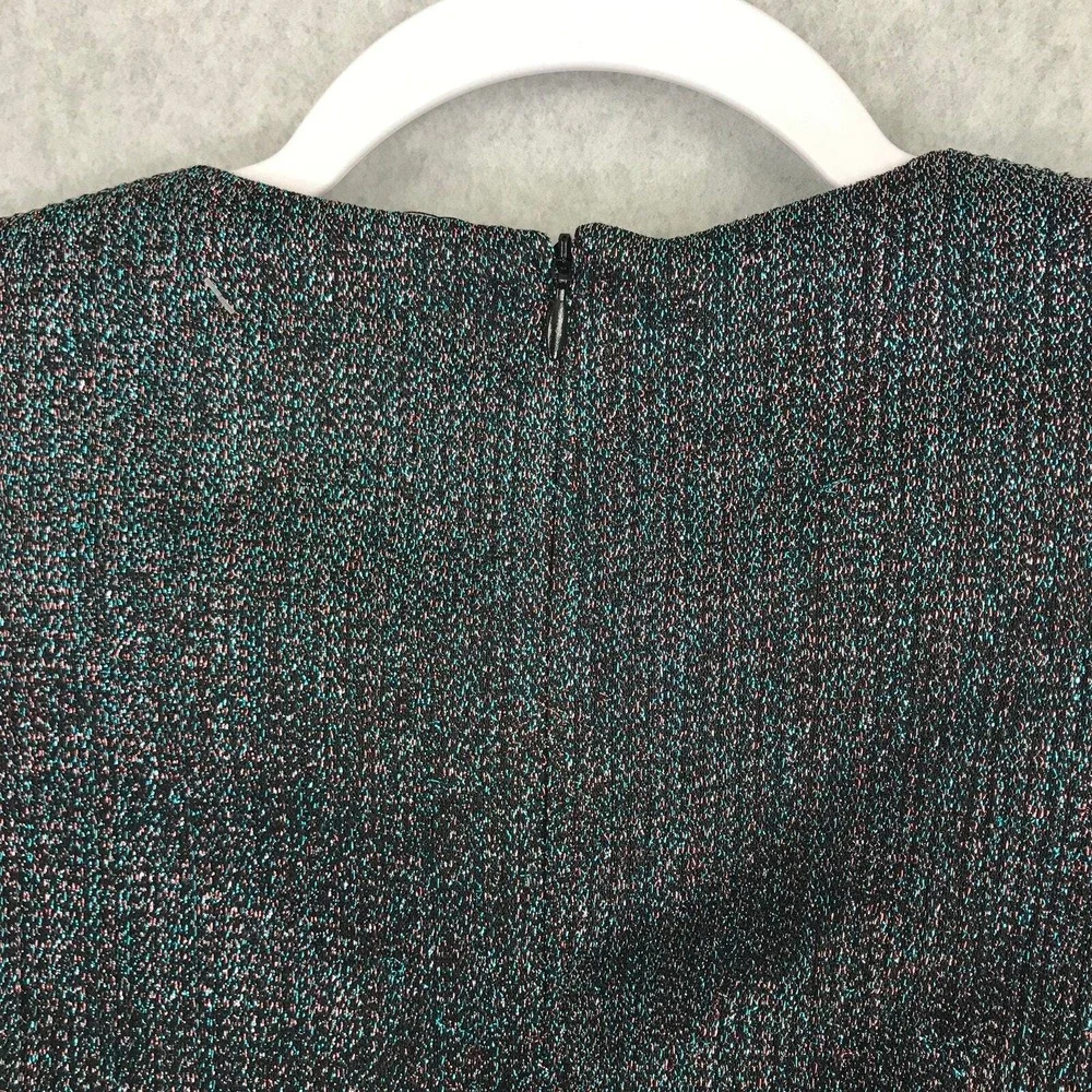 Aidan Mattox Teal‎ Metallic Wrap Dress Size 4 Bow Shimmer Party NYE Holiday Glam - Picture 12 of 16